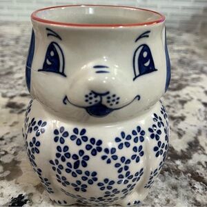 Blue and White Floral Dog Mug